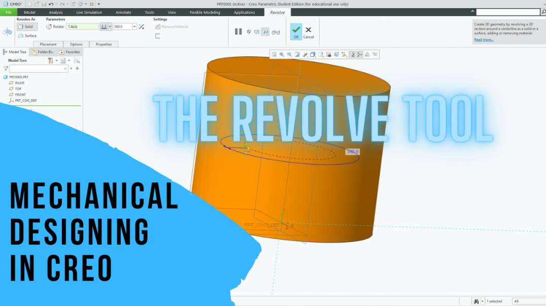 ⁣Mechanical Designing in Creo: 5 - Using the Revolve Tool