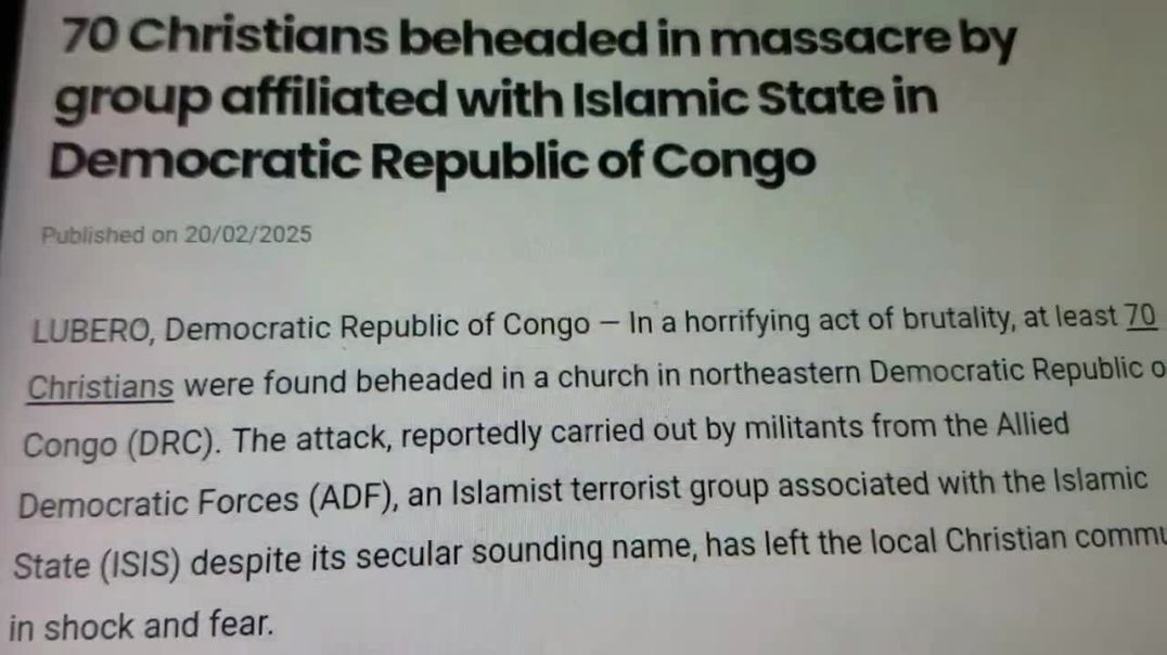 70 Christians Decapitated Beheaded by Islamic Muslim Jihadists antiChrists in DR Congo. Gold Cobalt