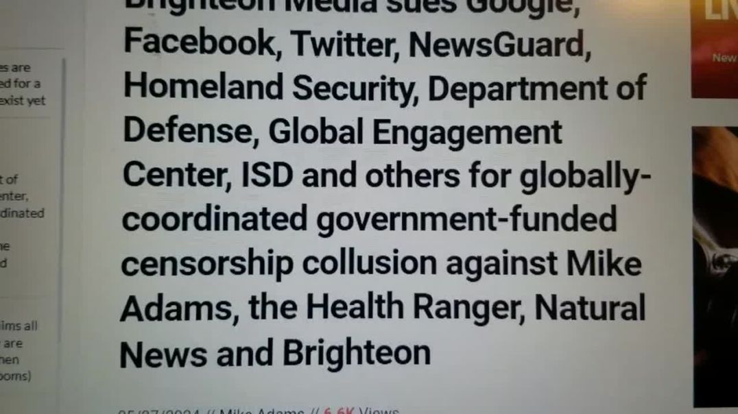 Massive Lawsuit filed against Tech Giants and Govt CollusionBrighteon MikeAdamsHealthRanger