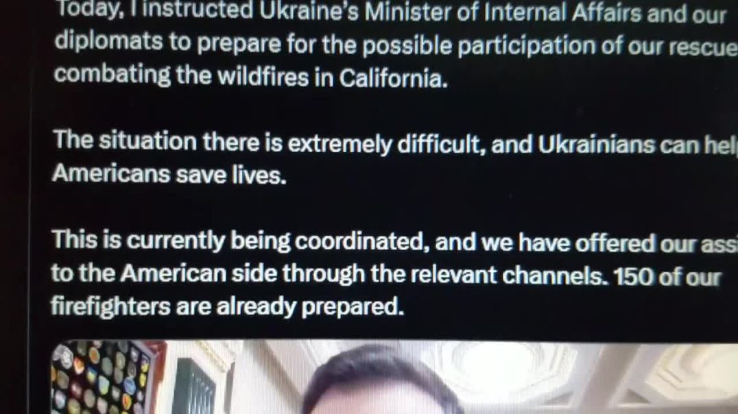 Volodomor Zebegsky Ukraine offer to return some of the "USAID" to fight California fires